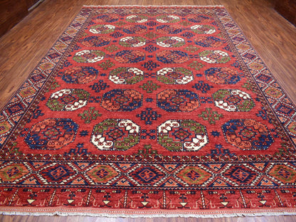 Tribal hand-knotted wool rug in Red, 10' x 13'9", SKU O069531 (view 2)
