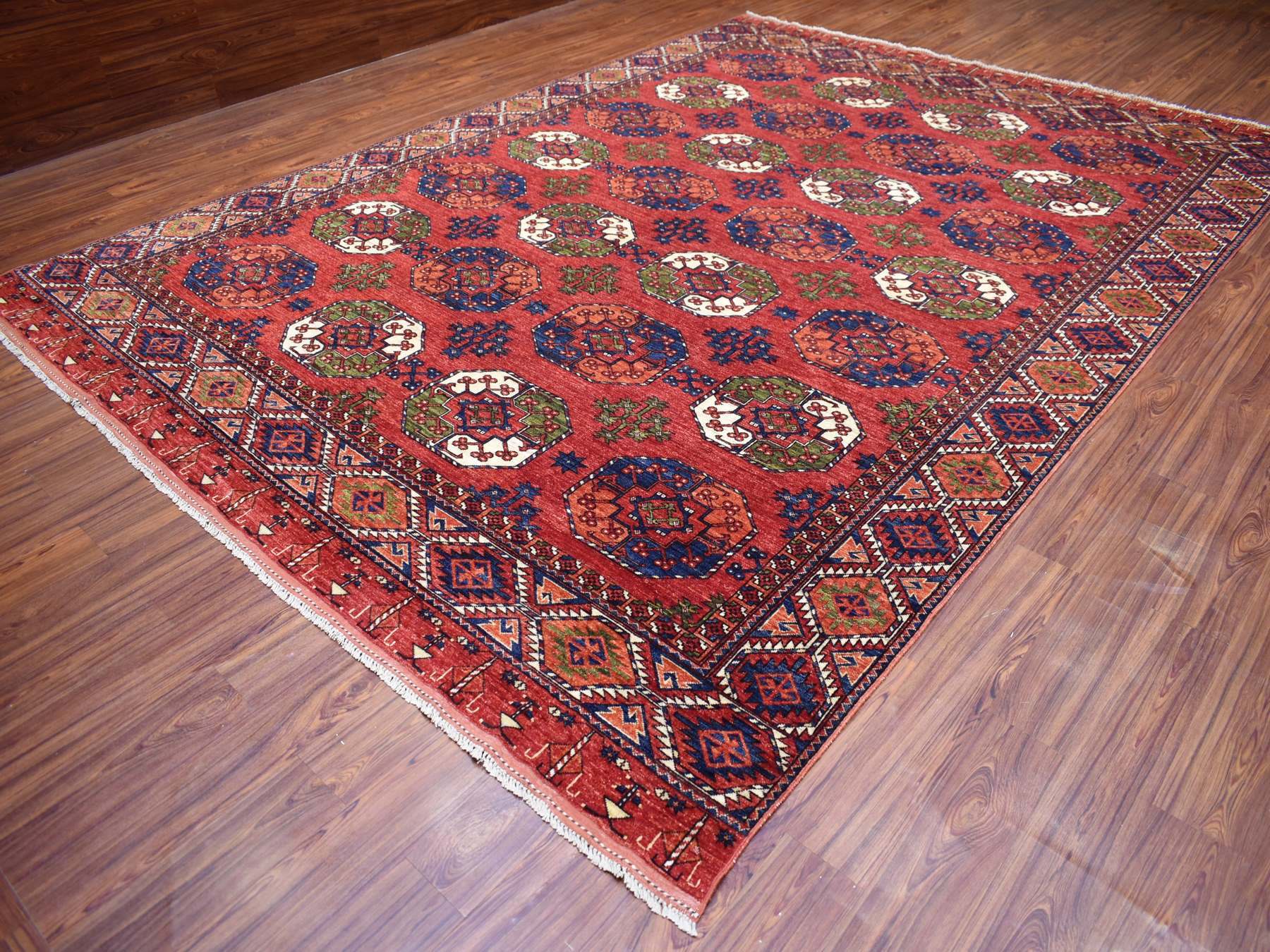 Tribal hand-knotted wool rug in Red, 10' x 13'9", SKU O069531 (view 3)