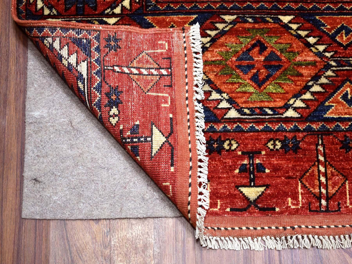 Tribal hand-knotted wool rug in Red, 10' x 13'9", SKU O069531 (view 4)
