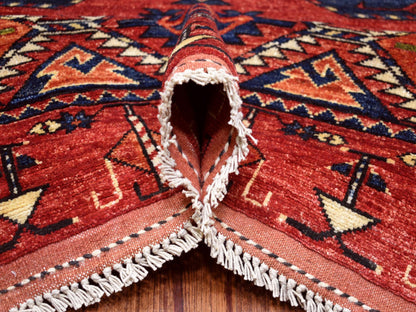 Tribal hand-knotted wool rug in Red, 10' x 13'9", SKU O069531 (view 5)