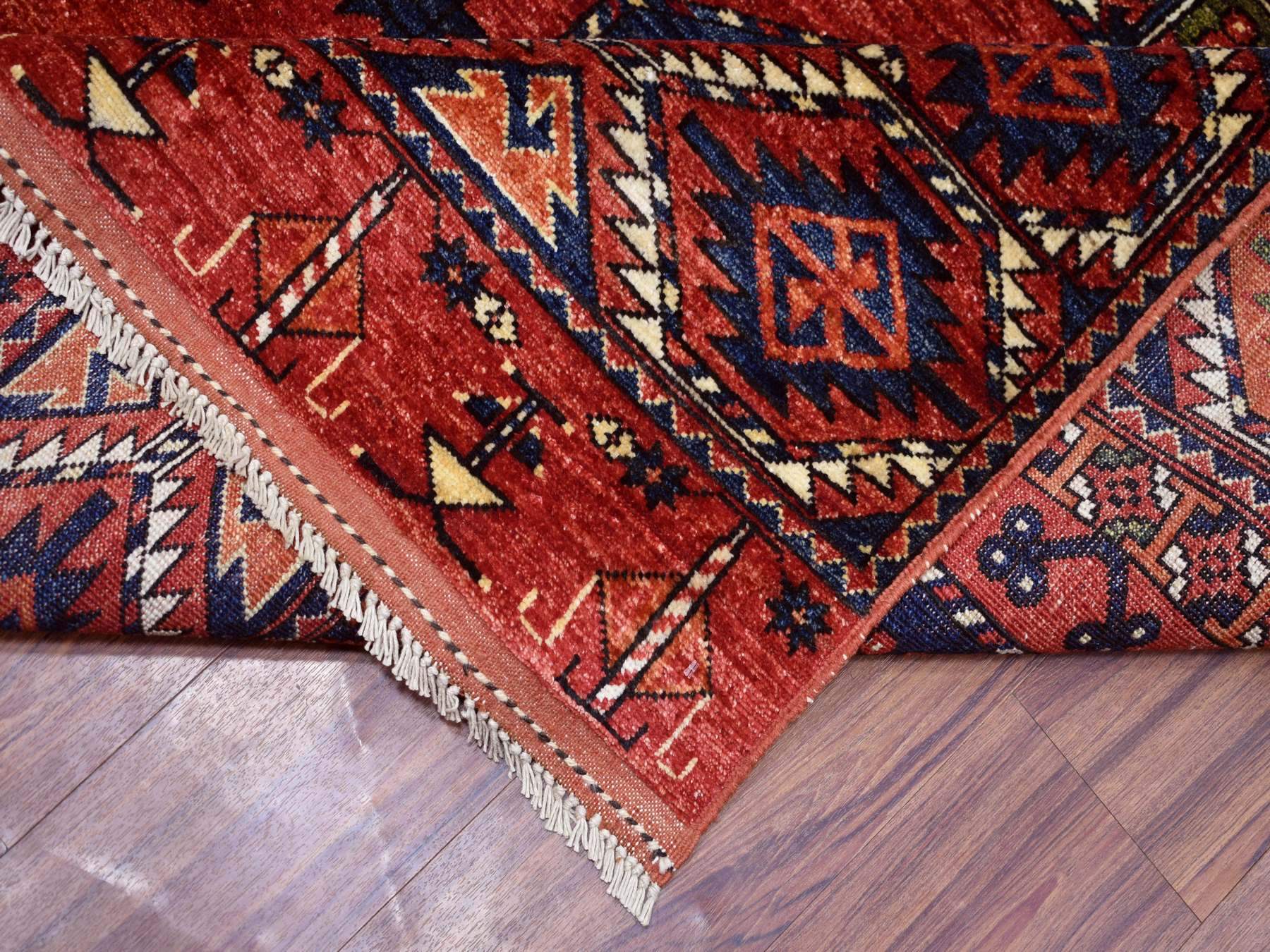 Tribal hand-knotted wool rug in Red, 10' x 13'9", SKU O069531 (view 6)