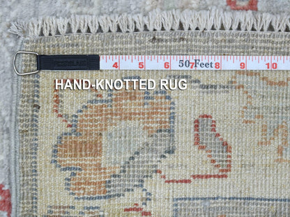 Grey 3'1" x 17'6" Oushak And Peshawar Hand knotted Wool Rug - Sku: O069604