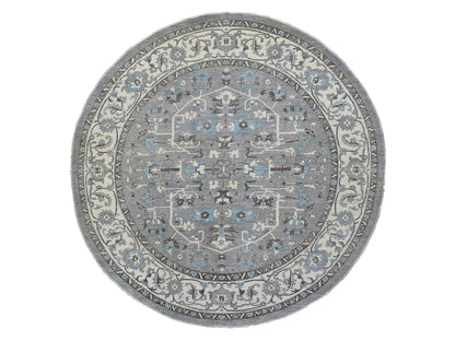 Grey 11'7" x 11'8" Oushak And Peshawar Hand knotted Wool Rug - Sku: O069652