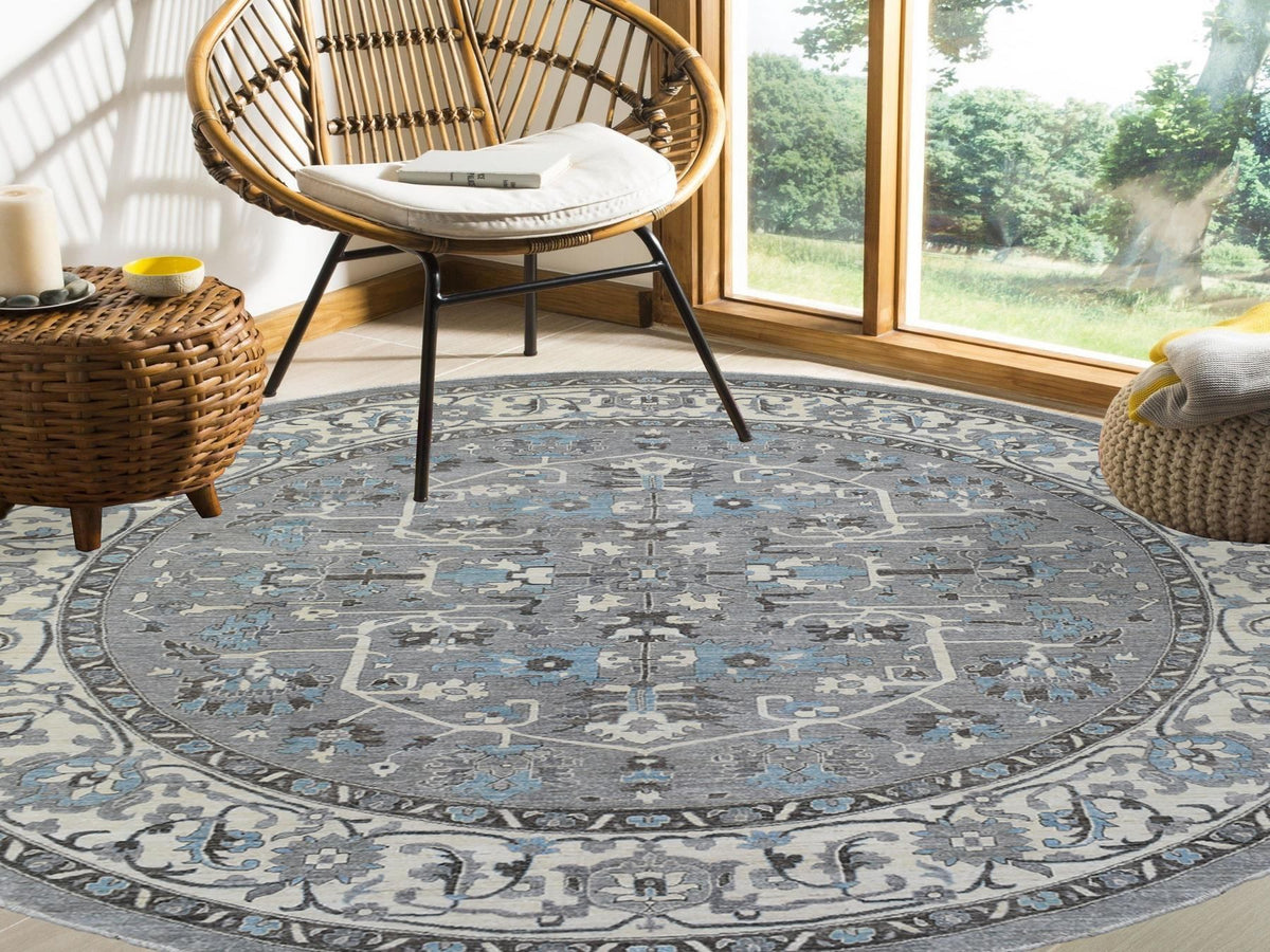 Heriz Oushak hand-knotted wool rug in Gray & Ivory, 11'7" x 11'8" — SKU O069652 (view 2)