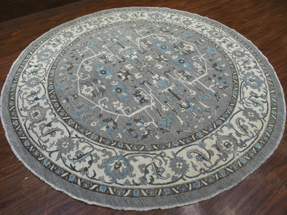 Grey 11'7" x 11'8" Oushak And Peshawar Hand knotted Wool Rug - Sku: O069652