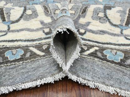 Grey 11'7" x 11'8" Oushak And Peshawar Hand knotted Wool Rug - Sku: O069652