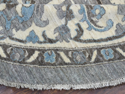 Grey 11'7" x 11'8" Oushak And Peshawar Hand knotted Wool Rug - Sku: O069652