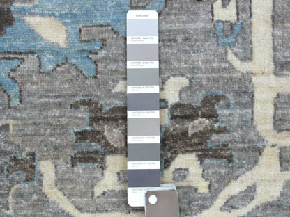 Grey 11'7" x 11'8" Oushak And Peshawar Hand knotted Wool Rug - Sku: O069652