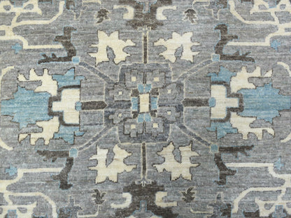 Grey 11'7" x 11'8" Oushak And Peshawar Hand knotted Wool Rug - Sku: O069652