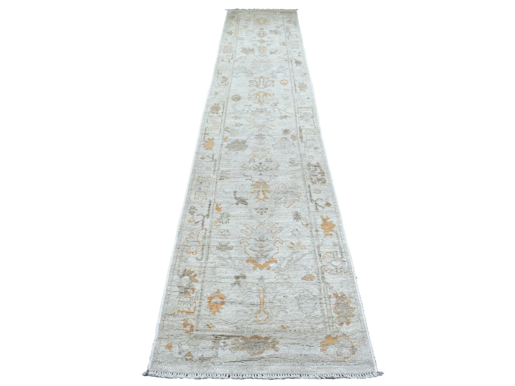 Gray 2'5" x 13'9" Oushak / Peshawar Hand knotted Wool Rug - Sku: O069850