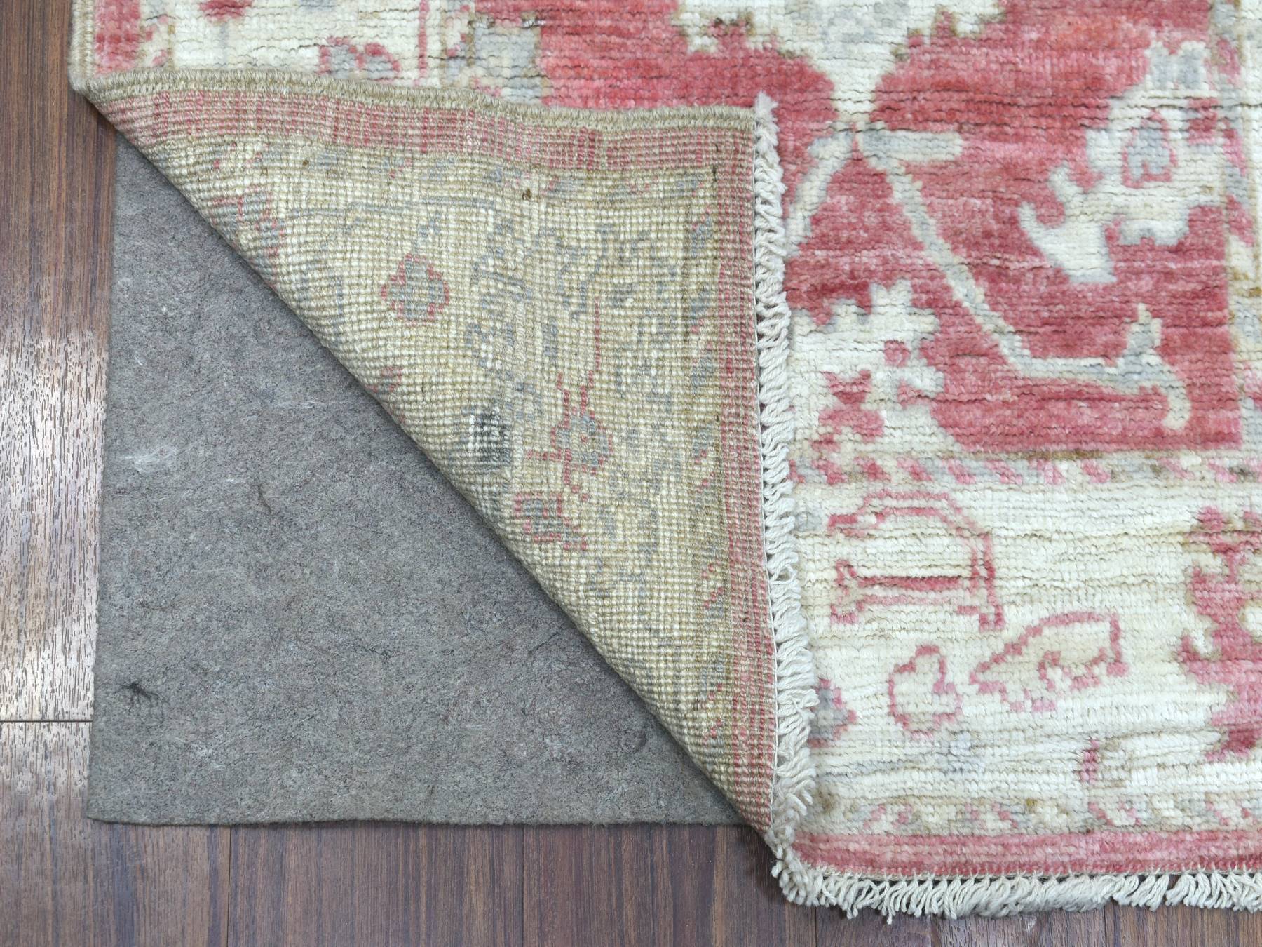 Oushak hand-knotted wool runner in Red & Ivory, 2'9" x 11'6" — SKU O069854 (view 2)