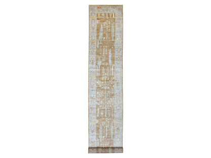 Oushak Oushak hand-knotted wool runner in Brown & Gray, 2'7" x 17'2" — SKU O069861