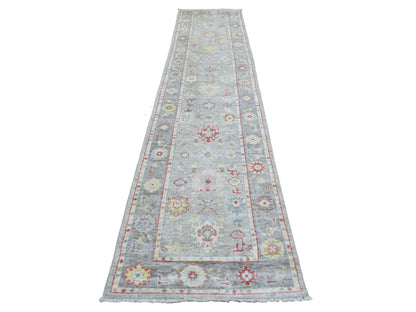 Oushak hand-knotted wool runner in Gray, 2'7" x 12'2" — SKU O069882