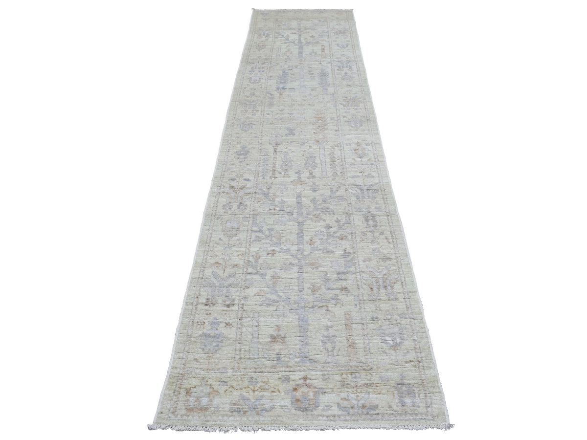 Oushak Oushak hand-knotted wool runner in Beige & Silver, 2'8" x 11'9" — SKU O069893