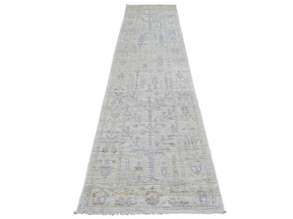 Oushak Oushak hand-knotted wool runner in Beige & Silver, 2'8" x 11'9" — SKU O069893