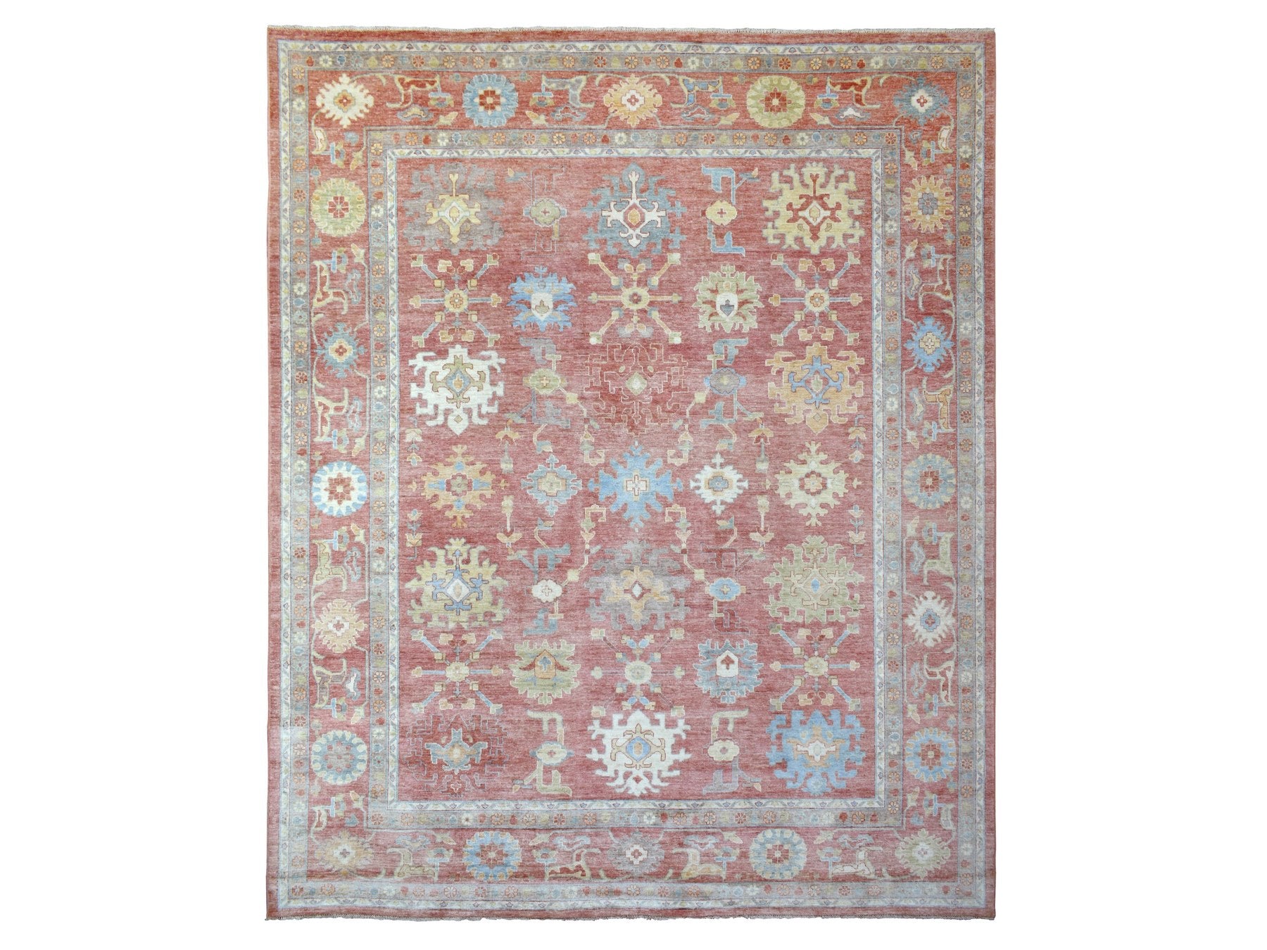 Oushak Oushak hand-knotted wool rug in Pink, 11'10" x 14'3" — SKU O069899