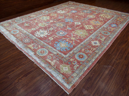 Pink 11'10" x 14'3" Oushak / Peshawar Hand knotted Wool Rug - Sku: O069899
