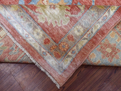 Pink 11'10" x 14'3" Oushak / Peshawar Hand knotted Wool Rug - Sku: O069899
