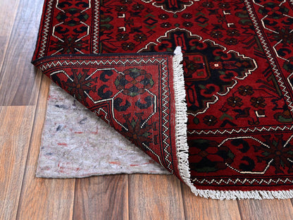 Tribal & Geometric hand-knotted wool runner in Red, 2'4" x 5'8" — SKU O0698 (view 3)