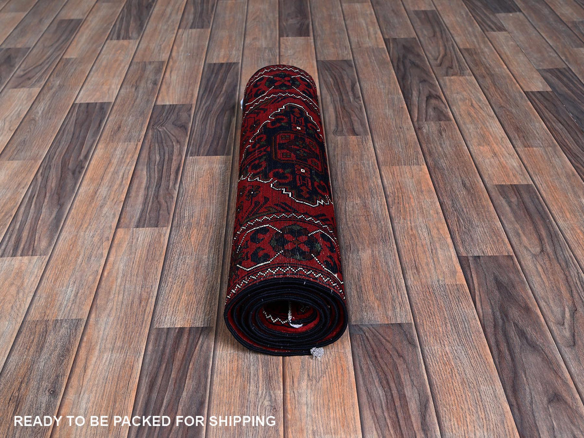 Tribal & Geometric hand-knotted wool runner in Red, 2'4" x 5'8" — SKU O0698 (view 5)