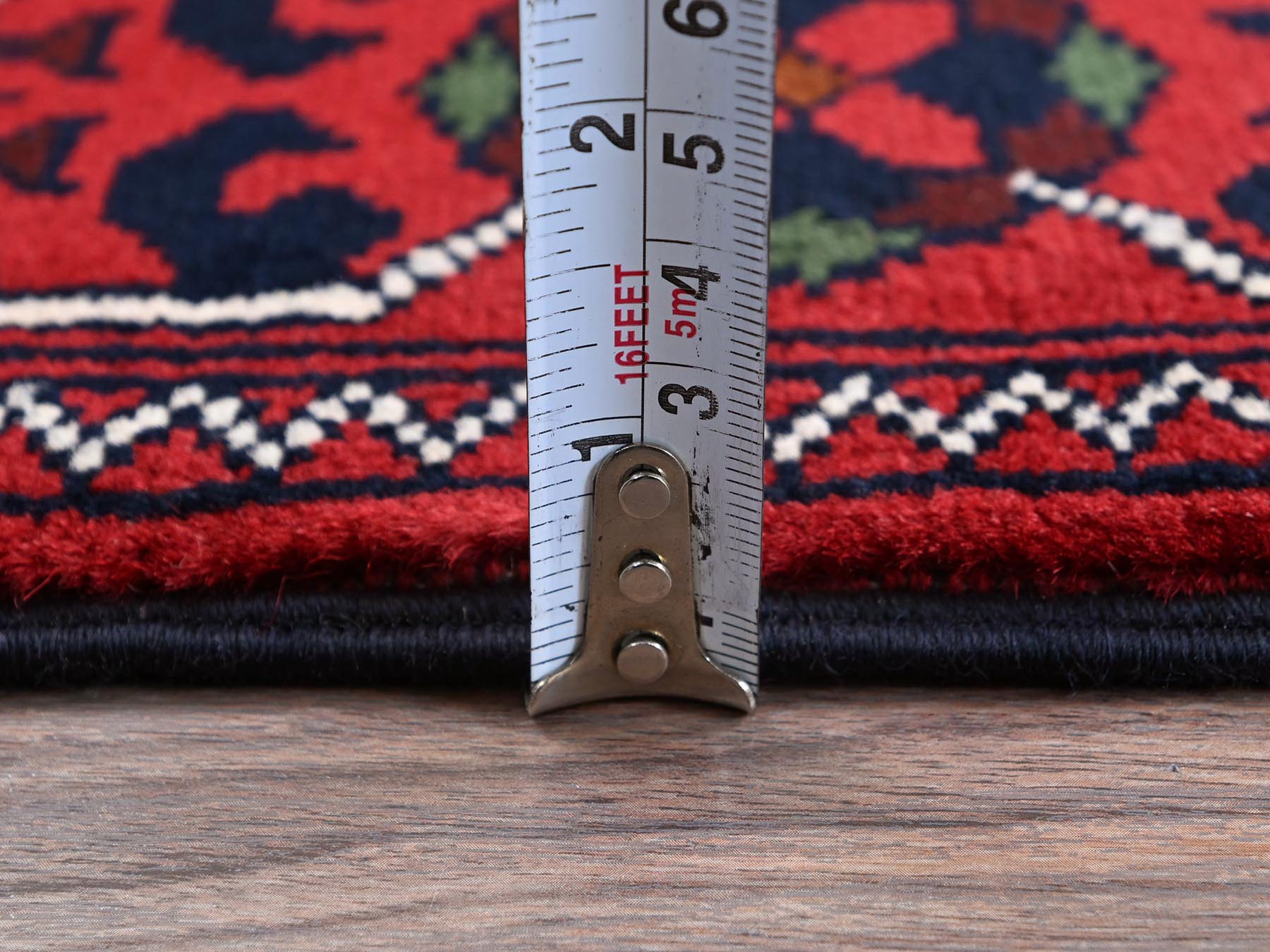 Tribal & Geometric hand-knotted wool runner in Red, 2'4" x 5'8" — SKU O0698 (view 6)