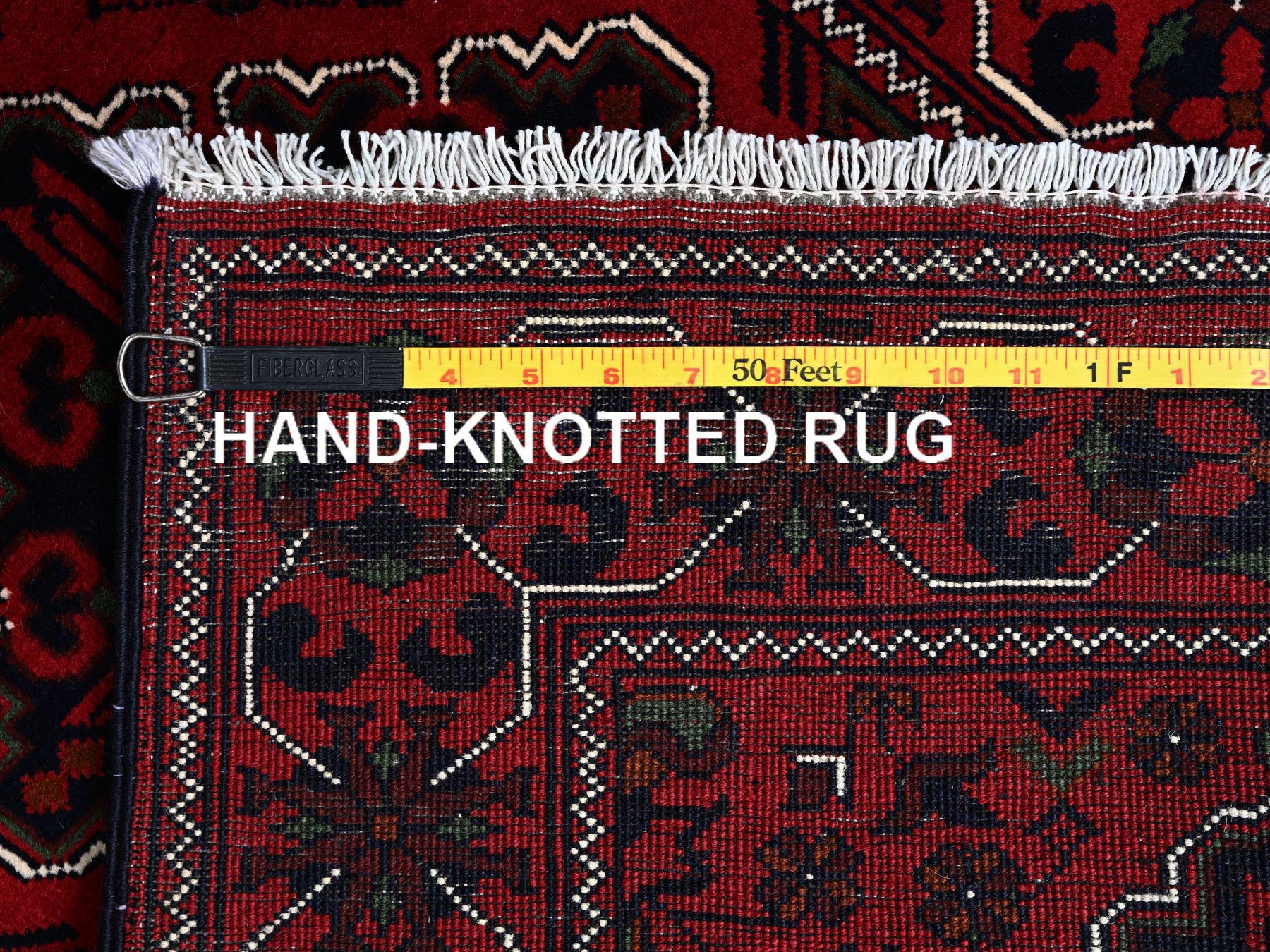 Tribal & Geometric hand-knotted wool runner in Red, 2'4" x 5'8" — SKU O0698 (view 7)