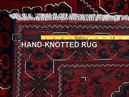 Tribal & Geometric hand-knotted wool runner in Red, 2'4" x 5'8" — SKU O0698 (view 7)