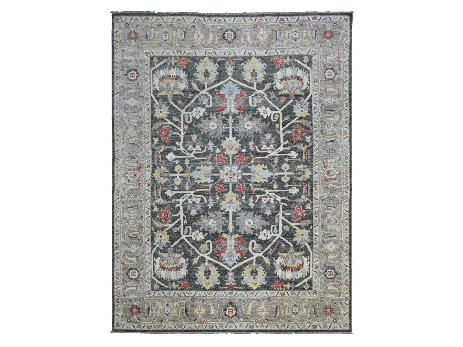 Heriz Oushak hand-knotted wool rug in Black & Gray, 9'3" x 11'9" — SKU O069938