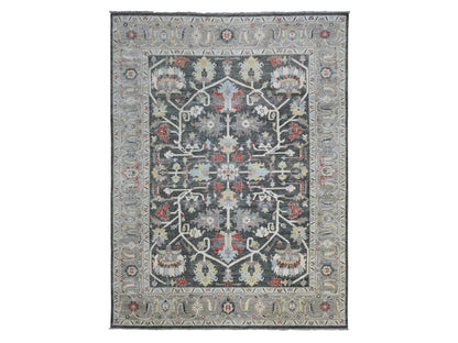 Heriz Oushak hand-knotted wool rug in Black & Gray, 9'3" x 11'9" — SKU O069938