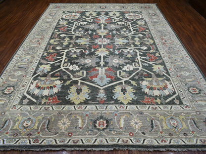 Heriz Oushak hand-knotted wool rug in Black & Gray, 9'3" x 11'9" — SKU O069938 (view 2)
