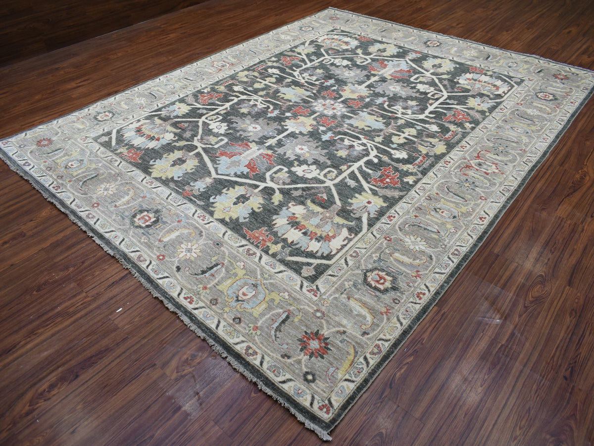 Heriz Oushak hand-knotted wool rug in Black & Gray, 9'3" x 11'9" — SKU O069938 (view 3)