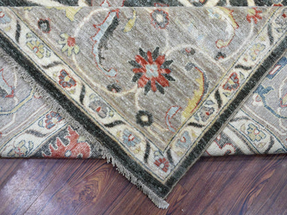 Heriz Oushak hand-knotted wool rug in Black & Gray, 9'3" x 11'9" — SKU O069938 (view 6)