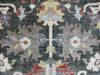 Heriz Oushak hand-knotted wool rug in Black & Gray, 9'3" x 11'9" — SKU O069938 (view 8)