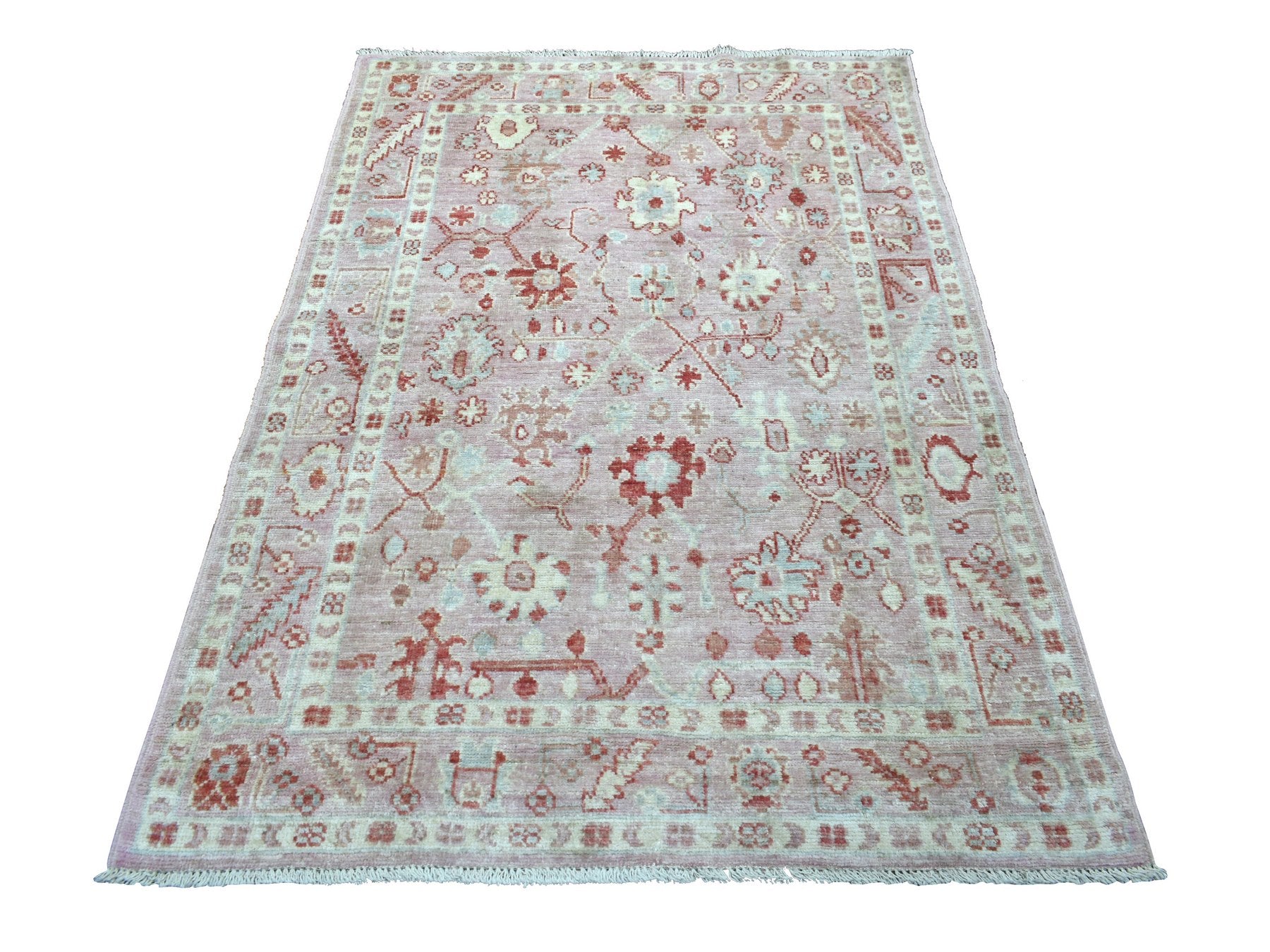 Oushak Oushak hand-knotted wool rug in Pink & Coral Pink, 4'1" x 5'10" — SKU O069946