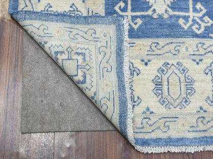 Blue 6'0" x 8'8" Oushak And Peshawar Hand knotted Wool Rug - Sku: O070004