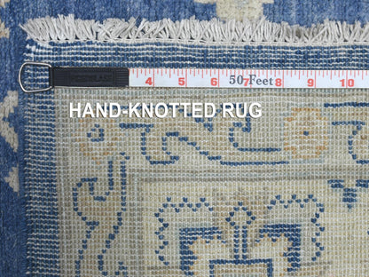Blue 6'0" x 8'8" Oushak And Peshawar Hand knotted Wool Rug - Sku: O070004