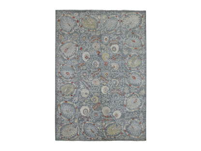 Grey 6'1" x 8'8" Oushak And Peshawar Hand knotted Wool Rug - Sku: O070011