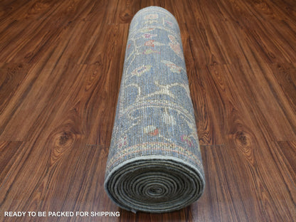 Oushak Oushak hand-knotted wool runner in Blue & Denim Blue, 2'6" x 19'2" — SKU O070052 (view 4)