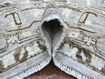 Grey 8'1" x 9'8" Oushak And Peshawar Hand knotted Wool Rug - Sku: O070069