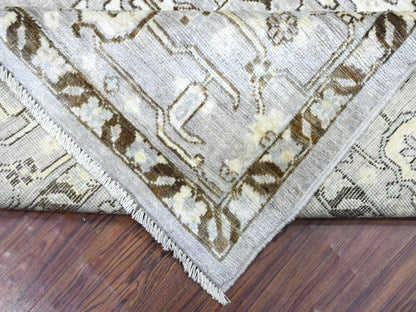 Grey 8'1" x 9'8" Oushak And Peshawar Hand knotted Wool Rug - Sku: O070069