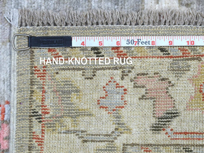 Grey 2'7" x 9'8" Oushak And Peshawar Hand knotted Wool Rug - Sku: O070108