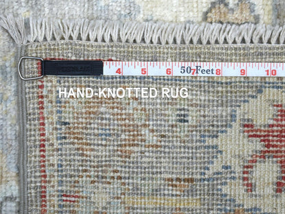 Grey 2'10" x 17'0" Oushak And Peshawar Hand knotted Wool Rug - Sku: O070118