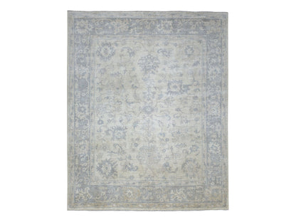Grey 8'1" x 9'8" Oushak And Peshawar Hand knotted Wool Rug - Sku: O070125