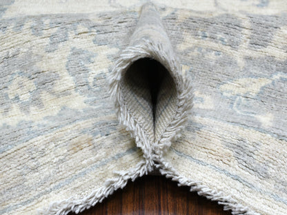 Grey 8'1" x 9'8" Oushak And Peshawar Hand knotted Wool Rug - Sku: O070125