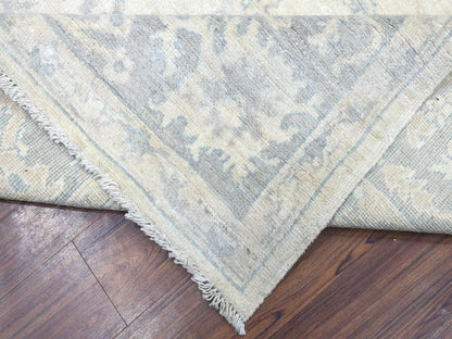Grey 8'1" x 9'8" Oushak And Peshawar Hand knotted Wool Rug - Sku: O070125