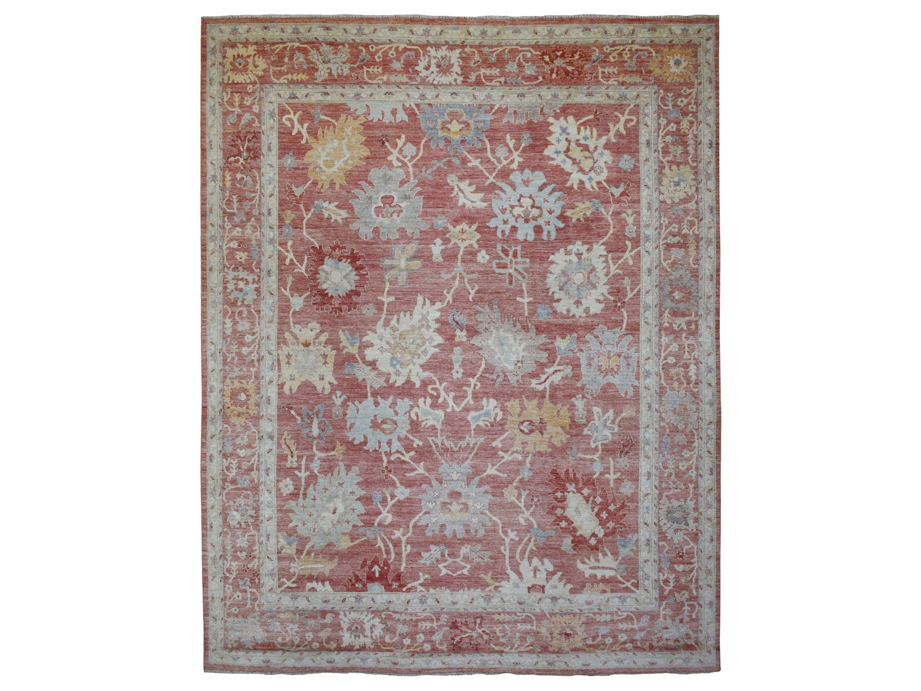 Oushak Oushak hand-knotted wool rug in Pink, 11'9" x 14'8" — SKU O070140