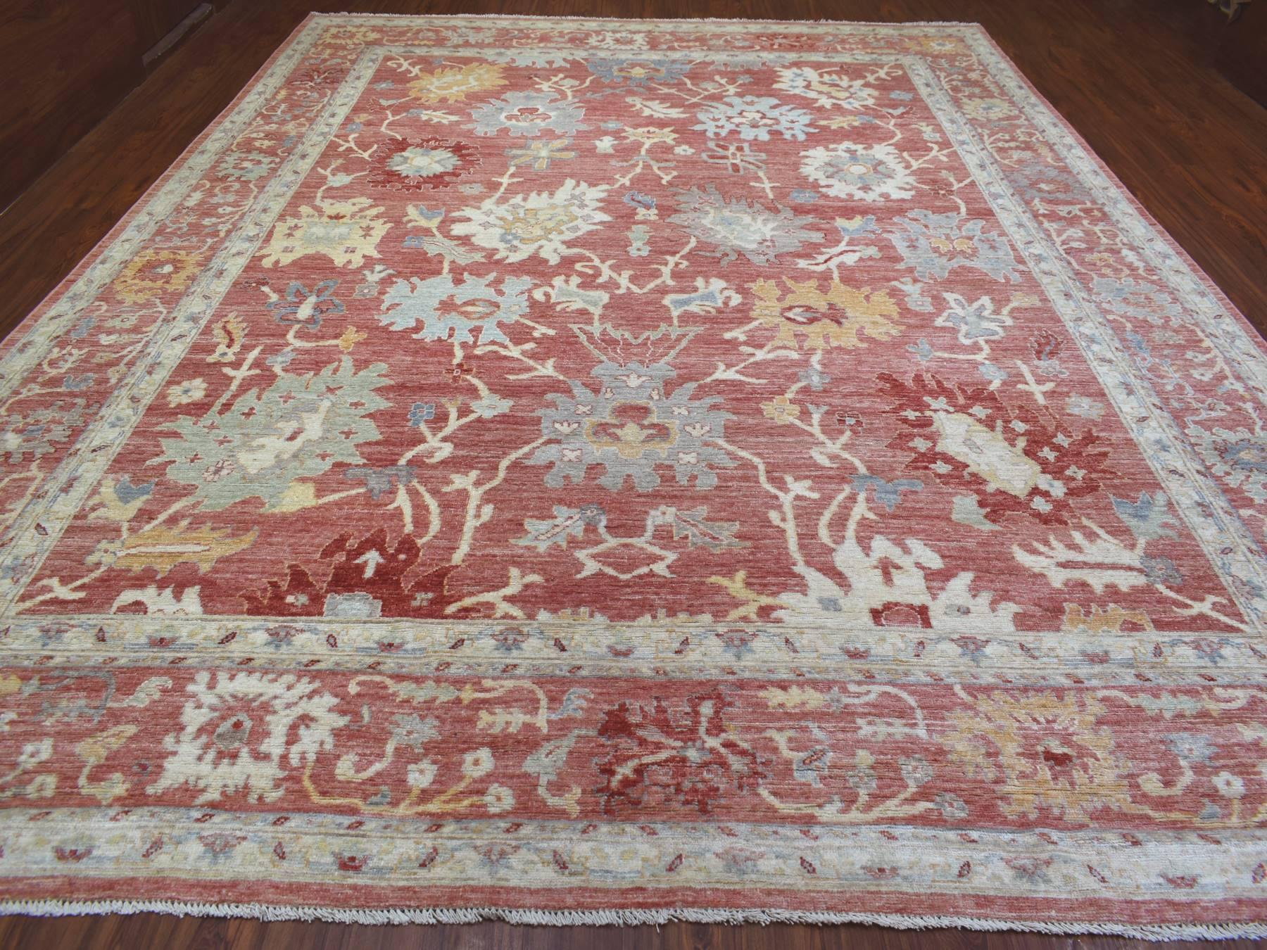 Oushak Oushak hand-knotted wool rug in Pink, 11'9" x 14'8" — SKU O070140 (view 2)