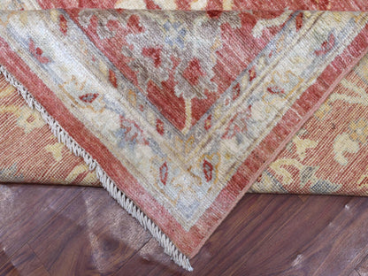 Pink 11'9" x 14'8" Oushak / Peshawar Hand knotted Wool Rug - Sku: O070140