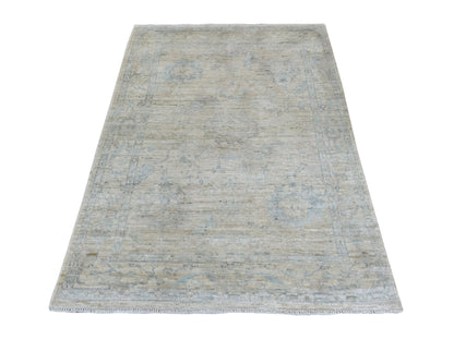 Grey 4'0" x 5'10" Oushak And Peshawar Hand knotted Wool Rug - Sku: O070141