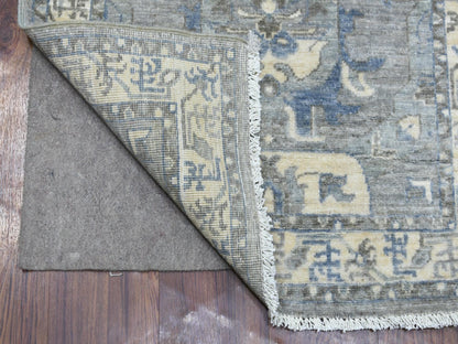 Grey 2'5" x 11'7" Oushak And Peshawar Hand knotted Wool Rug - Sku: O070158